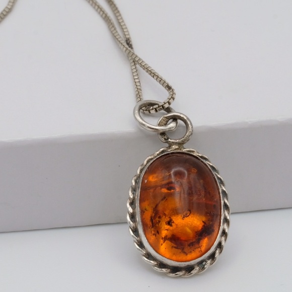 Glowingly Gorgeous Amber Necklace Beauty 🙌🏻✨⏰💭🤝⌛️ Sterling Silver Boho - Picture 13 of 16